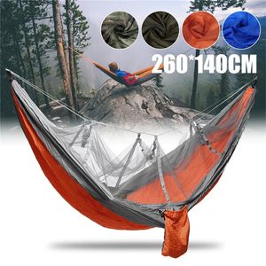 Ultralight Camping Hammock Beach Swing Bed Hammock with Mosquito Nets for Outdoors Backpacking Survival or Travel 220606