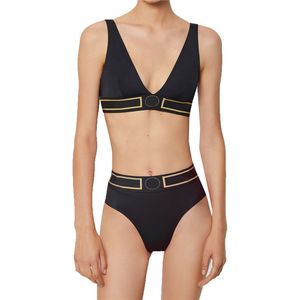 Roupa de banho feminina roupa íntima de marca de luxo conjunto de biquínis preto sexy férias praia praia para mulheres