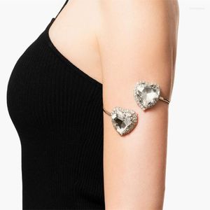 Armreif Hip Hop Big Heart Crystal Hoop Offene Oberarmmanschette Armband Armband Für Frauen Strass Einstellbar Körper Hand ArmreifenBangle Inte22