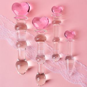 Kryształowe szklane dildos gejowskie produkty wtyczka wtyczka pochwy stymulacja analna koraliki penis dla kobiet wtyczki analne