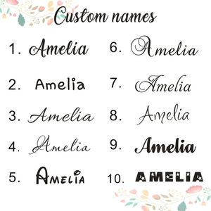 Personalizado qualquer nome adesivo de parede decoração de berçário de berçário para crianças nomes de parede decalque Varidades de fonte Disponível Mural Girls Gift Az207 220621