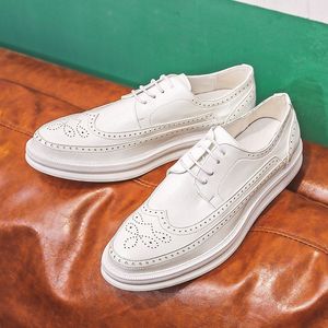 Oxford ayakkabıları moda brogue erkekler deri resmi elbise ayakkabıları adam rahat ofis parti ayakkabı 210312