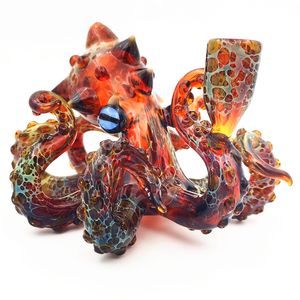 Стеклянный водяной бонг Octopus Bongs Colorful Rig 14,4 мм Женский шарнирный кальянный перколятор Aah Catcher