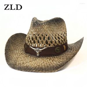 Boinas 2022 Fashion Summer Cowboy Straw Hat criado à mão Panamá salgado Homens e mulheres Capacos de casal viajam de protetor solar Hatsberets oliv22