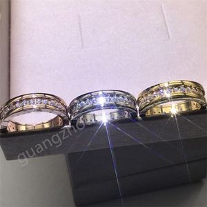 Diamond Band Couple Ring 3Colors Regalo de moda para mujeres con caja