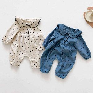 Autumn Kids Girl Long Sleeve Printing Rompers Spring Infant Baby Girl Newborn Corduroy Rompers kläder Baby Girl Rompers 0-3 år G220510