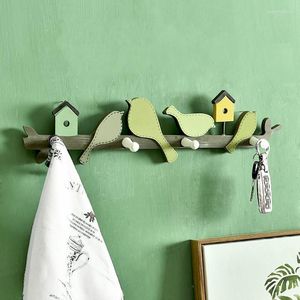 Hangers & Racks Creative Wooden Hanger Coat Rack Hook Key Wall Bedroom Decoration Birds On The Branch Hanging