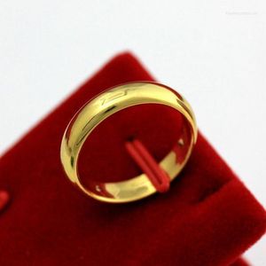 Bröllopsringar Klassiska gula guldfyllda kvinnor eller män ringer slät fingerstorlek 8-101