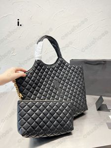 Luxury Lambskin Handbag Set: Quilted Shopping Bag & Tote - ICARE Maxi with Designer Lattice Pattern for Women