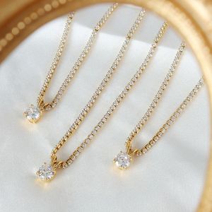 Chokers Fashion Stainless Steel Full Diamond Halite Single Necklace Micro-set Titanium Plated 18 Gold NecklaceChokers