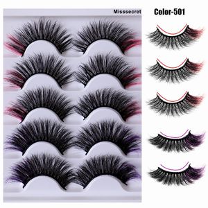 5 Pairs Fluffy Colored Faux 3D Mink Eyelashes Thick Long Colorful False Eyelash Shiny Multi Layer 8d Eye Lashes Extension Makeup
