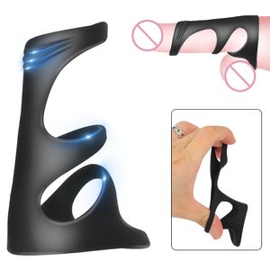 Three Ring Cock Male Ejaculation Delay Penis Enlargement Erection Elastic sexy Toy for Men Adult Product Sleeve