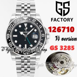 GSF V4 GMT gs126710 Cal.3285 gs3285 Automatic Mens Watch Black Ceramic Bezel Black Dial 904L Stainless Steel Bracelet With Same Serial Warranty Card eternity Watches