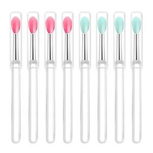 10pcs Silicone Lip Brushes Makeup Beauty Lipstick with Cap Lip Applicator for Applying Cream Gloss Mask Eyeshadow Colors