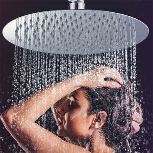 Bathroom 12/10/8/6/4 inch Rainfall Shower Head Stainless Steel Ultra-thin Heads Chrome Finish Round & Square Rain 220510