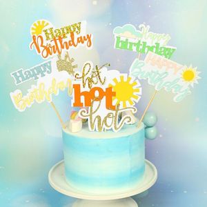Andra festliga festförsörjningar Happy Birthday Cake Decoration Insert Decorative Cute Cloud Sun Paper Topper Children