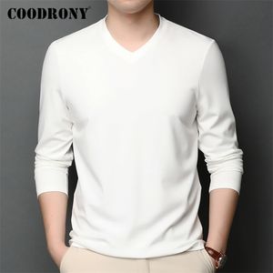 COODRONY Marca T Shirt Uomo Pure Color Casual Manica lunga Maglietta Uomo Abbigliamento Primavera Autunno Top Quality Tee Shirt Homme C5009 201116