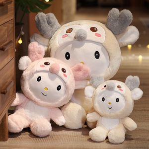 New cartoon hooded deer plush toy doll elk doll children soothing pillow