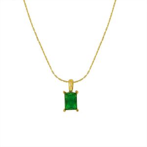 Pendant Necklaces Luxury Vintage Emerald Zircon Clavicle Chain Necklace Female Gold Color Titanium Steel For Women GirlPendant
