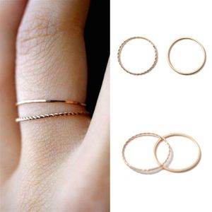 Wholesale rings for jewelry knuckle for sale - Group buy Thin slim rose gold stacking knuckle ring set small finger MIDI finger ring simple design fashion jewelry rings for women238K
