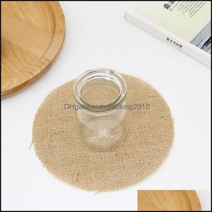 Kitchen Dining Burlap Coasters Table Mats Wedding Decorations Cup Pads Drop Delivery 2021 Decoration Accessories Kitchen Bar Home Garden