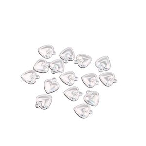 Charms 50pcs 10mm Wholesell StainlessSteel Mini Heart Dangling DIY Anklets Earrings Bracelets Unfading Colorless 2 ColorsCharms