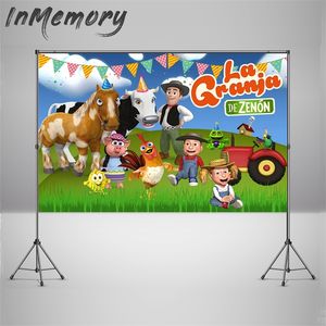 Sfondo personalizzato Green Grass Farm Booth Vinile la granja de zenon Po Studio Kids 1st Birthday Fondale 220614