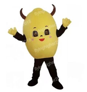 Hallowee Amarelo Friuts Mascote Costume de desenho animado Personagem de anime Carnival Adult Unisisex Dress Festa de aniversário de Natal Roupa ao ar livre