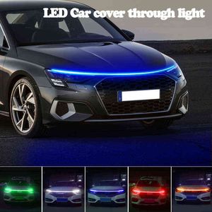 12 V Hood Hood Daytime Light Light Auto Dekoracyjna lampa Atmosfera Podświetlenie Elastyczne światła LED Uniwersalne akcesoria samochodowe Y220708