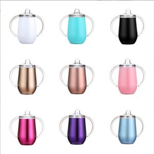 Sublimation Sippy Cups Baby Bottles Stainless Steel Wine Glasses Double Handles Tumblers Egg Cups with Handle Lid Breastmilk Feeding Milk Bottle Sea Ship YP357-2