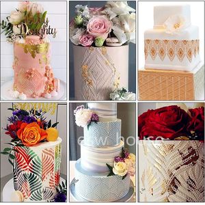 PET Cake Decorating Stencils Mold Plastic Templates Spray Floral Cakes Molds Cookie Fondant Dessert Mesh Stencils Baking Moulds