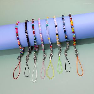 Bohemiska mobiltelefontillbehör Remmar Neck Creative Hanging Seed Pärla Charm Armband KeyCord Short Lanyard Link Chain