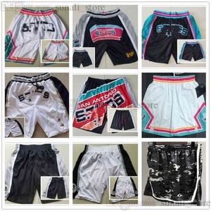 SanAntonio''Spurs''men Shorts De Basquete Com Bolsos Calça De Moletom Com Zíper Respirável Treino De Ginásio Calças De Praia Atacado Qualidade AAA Roupas Suculentas Altas