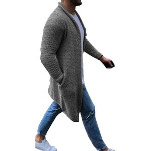 Herrtröjor stor storlek kofta tröja män lång herr casual mode urban stil lapel stickad päls dra homme casaco masculinomen's