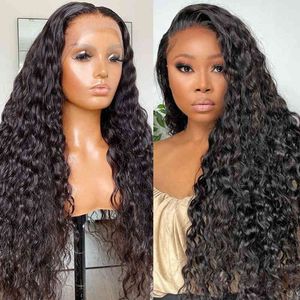 Peruker för kvinnor Human Hair Lace Front 13x6 Water Wave 5x5 Stängning Curly 220608