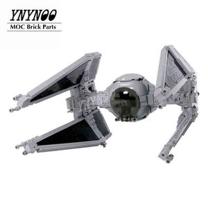 Ny Modified Star Plan Tie Fighter Interceptor Minifig Scale Model SpaceShip Space Wars MOC Building Block Bricks DIY Kids Toys G220524