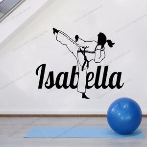 Wall Stickers Karate Martial Arts Personalized Custom Girl Women Name Auto Sticker Decal Decoration Yw-29