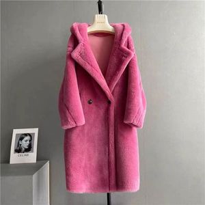 MM Женская одежда Дизайнерская одежда пальто высочайшее качество Max Classic Teddy Bear Cooled Jacket Ручная изделия из чистого шерстяного пальто Длинная мода