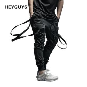 Heyguys sucha męskie spodnie Pocket Pełna długość mężczyzn Hiphop Joggers Pants Plus Size Spodni mężczyźni Pasek Kobiet Streetwear 201126