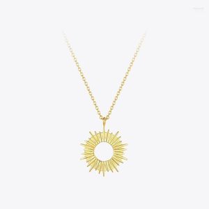 Pendant Necklaces ENFASHION Sunshine Necklace Stainless Steel Gold Color Hollow Circle Sun For Women 2022 Fashion Jewelry P3089 Elle22