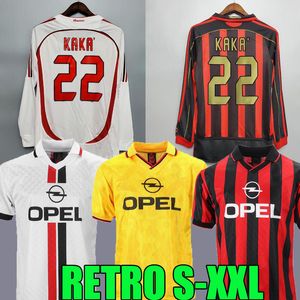 Retro Soccer Jerseys long sleeve Kaka Baggio Maldini VAN BASTEN Pirlo Inzaghi Beckham Gullit Shevchenko Vintage Shirt Classic Kit 93 94 95 96 97 06 07 09 10 Ac MiLaNS on Sale