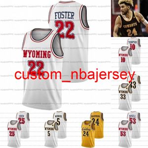 Custom Wyoming Cowboys 2022 NCAA College Basketball Jersey Hunter Thompson Foster Xavier Dusell Marcus Williams Jeremiah Oden Drake Jeffries