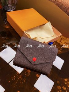 Victorine Wallet High End Fashion Womens Short Coin Purse Credit Card Holder Cash Compact Wallet Brown White Waterproof Canvas M41938