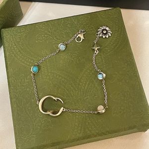 Brand Charm Bracelets S925 Silver Sterling Silver Classic Daisy Turquoise Bracelet Female