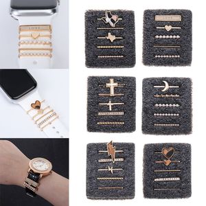 Luxury Metal Charms Dekorativa ringremmar Decoration Diamond Ornament Armband Silikonband Tillbehör för Apple Iwatch Samsung Watch 4 Xiaomi Huawei Band