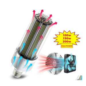 LED -gl￶dlampor H￶geffekt E27 BB 100W 150W 200W Super Bright 2835 Corn 110V 220V E39/E40 LAMP Bygg i kylfl￤kt f￶r lager Drop Del Dhtkq