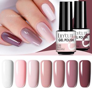 Nail Gel LilyCute 7ml Nails Polish Fall Winter Color Långvarig Hybrid för Base Top Coat Slå av UV LED DIY Art