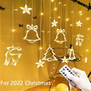 Luci natalizie Festone Led Light Garland Curtain Decor EU / US Stringa di lucine per la stanza Decorazioni per la casa di nozze dell'anno 220408