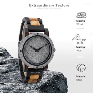 Zegarek na rękę ptak marmurowy kamień drewniane zegarki męskie prezenty świąteczne japońskie ruchy kwarcowe zegarki dropwristwatches