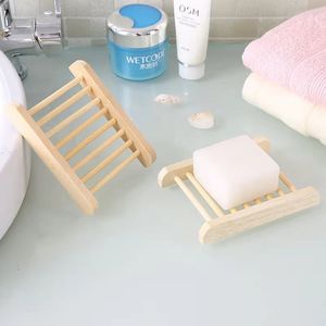 Hot Natural Bamboo Wooden Soap Dish Creative simple household wood drain soap box kitchen bathroom storage rack